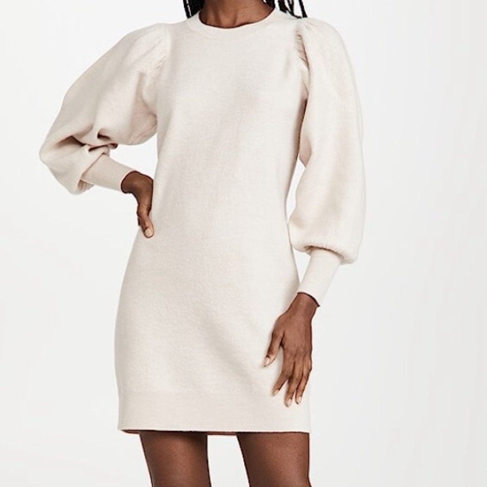 Ulla Johnson natural cream Viviana merino wool puff sleeve sweater dress - Small